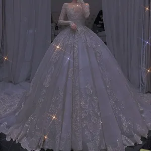 S550A 2022 High quality custom made new fashion wholesale bride lace long sleeve custom wedding dress bridal gown