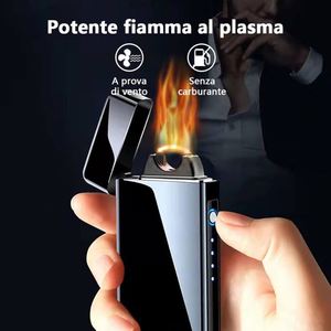 AIRO <b>Custom</b> Logo Boyfriend Giveaways Double Arc Windproof USB Rechargeable Refillable Reusable Zinc Alloy Cigarette <b>Lighter</b> - Product Image 4