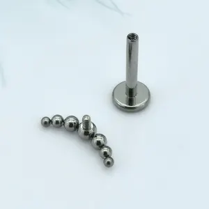 Medical Grade Material internally threaded Bead cluster Helix ASTM F136 Titanium earring flat pad posts Piercing Jewelry