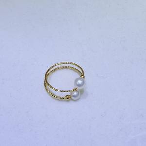 Zhuji Luxury Freshwater Pearl <b>Ring</b> 5-6mm Round Flawless Aurora 18K Plating Pure Silver Inlay with Adjustable <b>Opening</b> Elasticity - Product Image 1