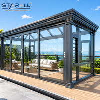 Panel Sunroom Aluminium 4 Musim Kustom, Sunroom Kaca Retraktil, dan Rumah Kaca untuk Patio