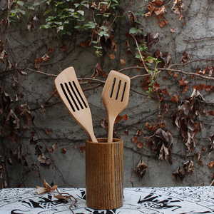 Juego de utensilios de madera de haya: cuchara, espátula y cucharón, apto para alimentos, solo lavar a mano - Product Image 3