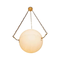 Luminaire suspendu en albâtre espagnol de luxe nordique avec chaînes pour salon, cuisine, lustre globe