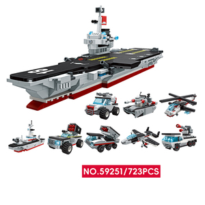 59251 <span class=keywords><strong>portaaviones</strong></span> 8 en 1 MOC DIY bloque ladrillos modelo niños montaje educativo conjunto de bloques de construcción juguete de colección de plástico - Product Image 6