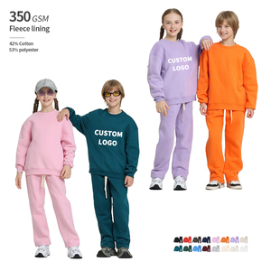 ชุดเสื้อสเวตเตอร์ถักนิตติ้งสำหรับเด็ก พร้อมซับในผ้าฟลีซ 350 GSM สำหรับฤดูหนาว แบบคอกลม พิมพ์ลายได้ตามต้องการ สำหรับเด็ก - Product Image 1