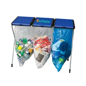 Foldable Stand Waste Garbage Bin Trash Can Recycling Organization Center Home Recycling Station