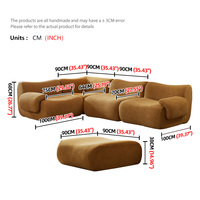 Canapé Modulable Danois Design Rétro Style Wabi-Sabi Trois Places, Sans Accoudoirs, Meuble de Salon Compact en Tissu pour Hôtels