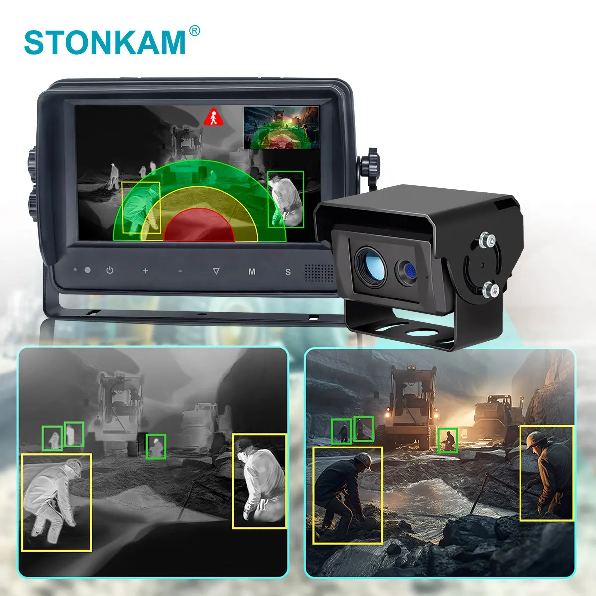 STONKAM OED OEM cámara infrarroja térmica para vehículos Kit de visión nocturna Cámara dual AI personas Detección de vehículos