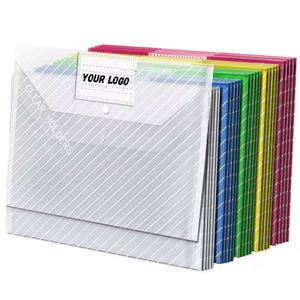 Wholesale <b>A4</b> Transparent Plastic Envelopes <b>File</b> Bags Custom Logo Folders School Document Organizers With Snap Button - Product Image 1