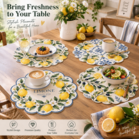 Sets de table modernes en cuir PU crème floral, écologiques, chauffants, imperméables, résistants à l'huile, minimalistes et luxueux