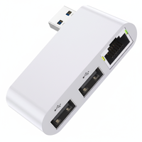 Adaptateur Ethernet USB 2.0 vers RJ45 3-en-1 avec 2 ports USB, station de charge multifonction pour accessoires TV et informatiques