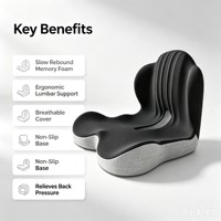Coussin de siège ergonomique en mousse à mémoire de forme avec support dorsal pour chaise de bureau, siège de voiture, soulagement de la douleur, correcteur de posture orthopédique