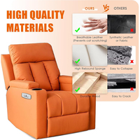 Fauteuil de détente simple et réglable Canapé inclinable en cuir de couleur orange pour le salon