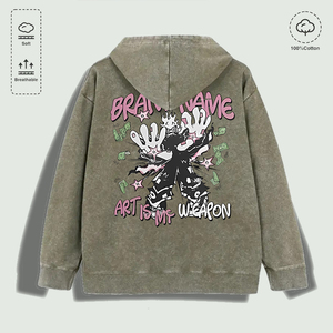 Felpa con Cappuccio 100% Cotone Lavato con Grafica 'Brandname Art Is <span class=keywords><strong>My</strong></span> Weapon', Multicolore - Product Image 4