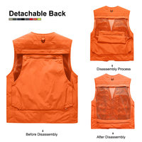 Gilet de travail pratique pour l'extérieur, à séchage rapide, personnalisé en gros, respirant, multi-poches, pour la pêche, avec logo