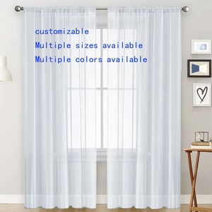 Rideaux modernes minimalistes translucides à double couche de couleur unie personnalisables, fabriqués en polyester 100 % semi-occultant pour salon - Product Image 1