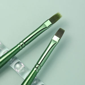 Sıcak 1/12 adet yeşil Metal çubuk tırnak resim fırçası Set toptan boyama kalem büyük kare yuvarlak ışık tedavisi kalem Halo kalem - Product Image 6