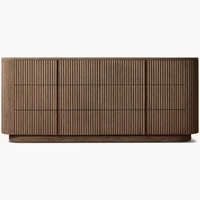 Ensemble de meubles de chambre à coucher de luxe moderne au design américain, coiffeuse à neuf tiroirs en chêne
