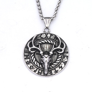Yunnique-collar con colgante de cabeza de ciervo de acero inoxidable para hombre, diseño de animales retro, joyería de moda para hombre - Product Image 5