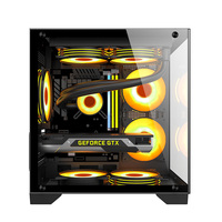 Boîtier PC Gaming MicroATX Mid Tower avec panneau latéral en verre trempé, construction en acier, design horizontal pour les gamers