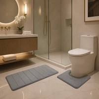 (CHAKME) Tapis de salle de bain en microfibre absorbant l'eau Base antidérapante Ensemble de 3 pièces
