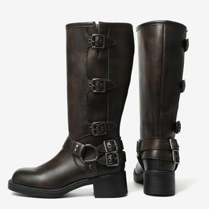 Bottes de <span class=keywords><strong>moto</strong></span> élégantes pour femmes et hommes, bottes en cuir pour pieds larges, pour l'extérieur - Product Image 4