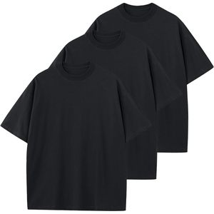 T-shirt surdimensionné pour homme FOXA, noir, 100% coton, col rond, manches courtes, coupe ample, streetwear, haut de sport pour la salle de sport - Product Image 1