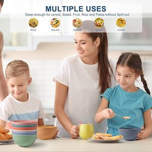 Unbreakable Wheat <strong>Straw</strong> <strong>Cereal</strong> <strong>Bowls</strong> - Microwave &amp; Dishwasher Safe Soup and Salad <strong>Bowls</strong>, Set of 8 - Product Image 5