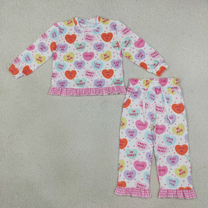 Vente directe d'usine, vêtements pour filles, enfants, manches longues, imprimés fleuris, pantalon long bleu, tenues - Product Image 3