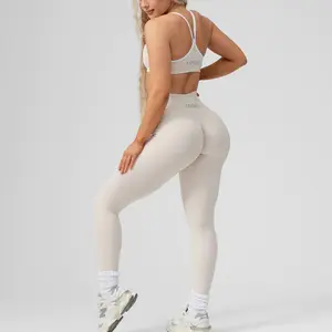 2024 спортивная одежда из спандекса с логотипом под заказ, женские брюки для йоги с высокой талией, облегающая одежда для занятий спортом, фитнеса, подтяжки ягодиц, Леггинсы для йоги