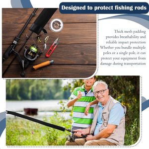 Lot de 6 housses de <span class=keywords><strong>canne</strong></span> à pêche en néoprène avec boucle de suspension intégrée et cordon réglable, compatibles avec les cannes à lancer, à bobine et à <span class=keywords><strong>mouche</strong></span> - Product Image 6