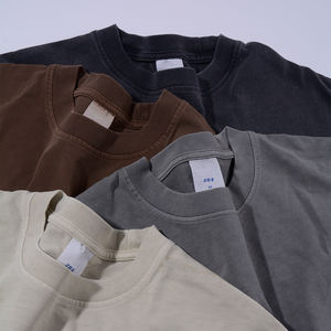 เสื้อยืดวินเทจผู้ชายทรงโอเวอร์ไซส์ผ้าคอตตอนฟอกย้อมสีแบบแอซิดวอช ยี่ห้อ YQ Wholesale  สามารถปรับแต่งได้ตามต้องการ - Product Image 5