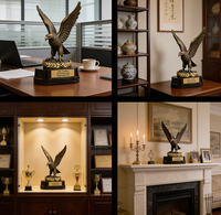 Trophée Aigle Gravé Personnalisé avec Branche d'Olivier, Statue d'Aigle en Bronze Personnalisée pour Récompenses et Reconnaissance, Résine Faite à la Main