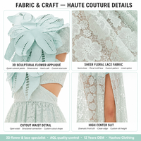 Gaun Maxi Wanita Tanpa Tali Model Bunga Laser Cut dengan Belahan Paha, Renda Floral Transparan, dan Detail Scallop untuk Pesta, Grosir Kustom, Produsen OEM