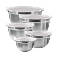 Ensemble de bols mélangeurs en acier inoxydable avec couvercles – Essentiels pour la cuisine et la pâtisserie à la maison – Bols à salade en métal – Indispensables pour la maison