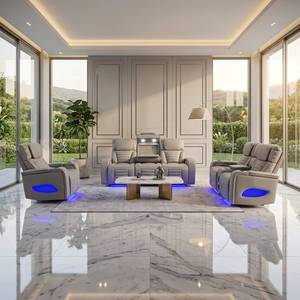 Modern electric smart recliner <b>sofa</b> set, filled sponge, equipped colorful LED lights, fully functional, with a liftable <b>table</b>, - Product Image 3