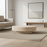 Table basse en marbre travertin nid d'abeille de style nordique minimaliste et luxueux Cammy Stone pour salon, bureau ou salle d'étude