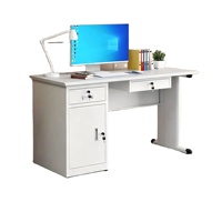 Bureau d'ordinateur en acier robuste de 1,6 m avec rangement, passe-câbles, montage facile, multifonction, mobilier de bureau moderne pour personnel