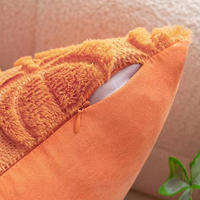 Housse de coussin décorative en forme de citrouille brodée rouge rouille, douce et moelleuse, thème récolte d'automne, pour la maison et l'hôtel