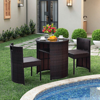 Ensemble de meubles de jardin en rotin moderne pour balcon d'appartement, idéal pour villa et hôtel, avec table et chaises, gain de place