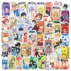 50 adet Anime karikatür tarzı meşrubat dolum makinesi çıkartmalar DIY gitar telefon dizüstü buzdolabı kaykay içecekler Sticker