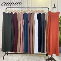 Latest Solid 12 Color Cheaper Wholesale Islamic Clothing Basic Muslim Women Inner Abaya Dresses