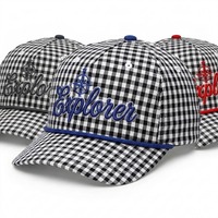 Casquette de baseball structurée à 5 panneaux, style mode estival, motif écossais, avec logo brodé 3D personnalisé et cordon