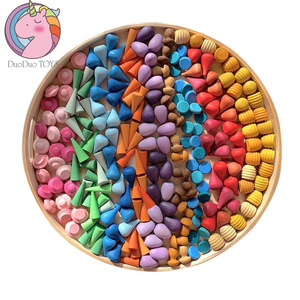 Juego de bloques de construcción de madera de 200-400 piezas, formas creativas de arcoíris para niños de 2 a 6 años, juguete unisex - Product Image 4