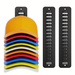 Baseball Cap Wall Mount Storage Rack <b>Black</b> Rectangle Easy Install Hat Organizer Adhesive Free Wall Mounted Type - Product Image 1