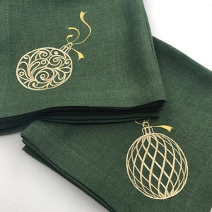 Christmas Embroidered <b>Linen</b> <b>Cloth</b> Napkins for Hotel Pure <b>Linen</b> Placemat Natural Organic <b>Table</b> <b>Linen</b> for Festival Home Party - Product Image 3
