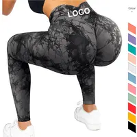 Amazon Top Verkoop Custom Yoga Broek Booty Workout Panty Hoge Taille Vrouwen Tie Dye Naadloze Scrunch Butt Leggings Voor Vrouwen