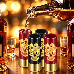 Verres à shot en plastique motif crâne de poker, lot de 4 avec boîte cadeau, verres à shot en forme de petite balle 12GA pour whisky, <span class=keywords><strong>tequila</strong></span>, vodka, liqueur - Product Image 5