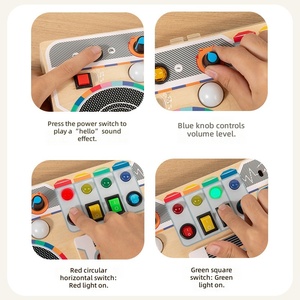 Tablero <span class=keywords><strong>de</strong></span> Actividades Educativo <span class=keywords><strong>de</strong></span> <span class=keywords><strong>Madera</strong></span> con Luces LED, Interruptores <span class=keywords><strong>de</strong></span> Circuito y Función <span class=keywords><strong>de</strong></span> Grabación para el Desarrollo <span class=keywords><strong>de</strong></span> la Primera Infancia - Product Image 5