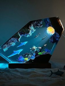Lámpara de Resina Decorativa con Diseño de Búho, Delfín y Tortuga, Modelo 3D, Luz Nocturna Regulable RGB, Regalo para Amantes del Océano - Product Image 2
